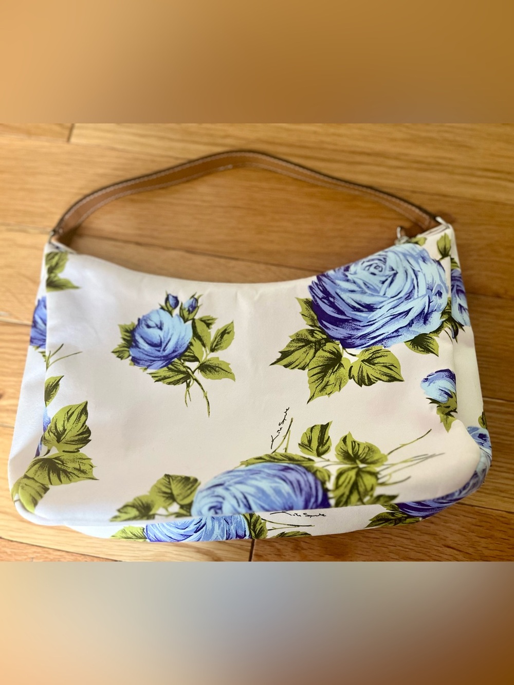 Vintage Kate spade Floral Blue cabbage Rose Shoulder Bag